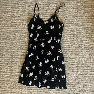 Black floral Cotton On mini dress. Size Medium
